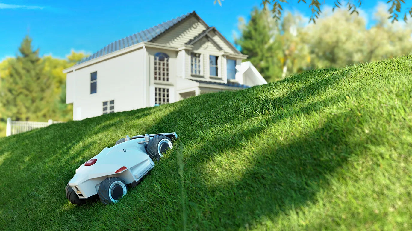 mammotion luba 2 awd mowing the steep slope