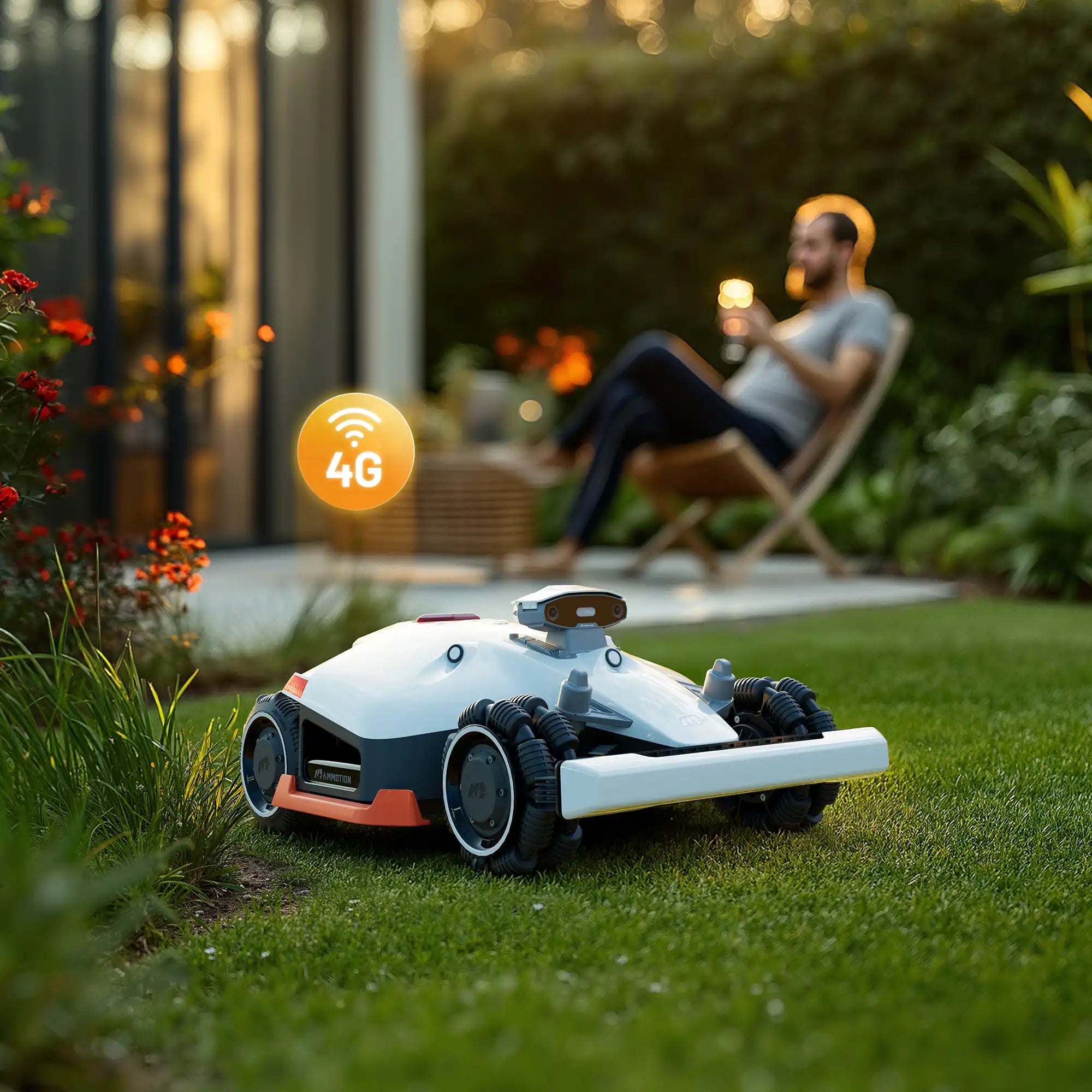 Mammotion LUBA Mini robotic lawn mower cutting grass using 4G remote control through the mobile app