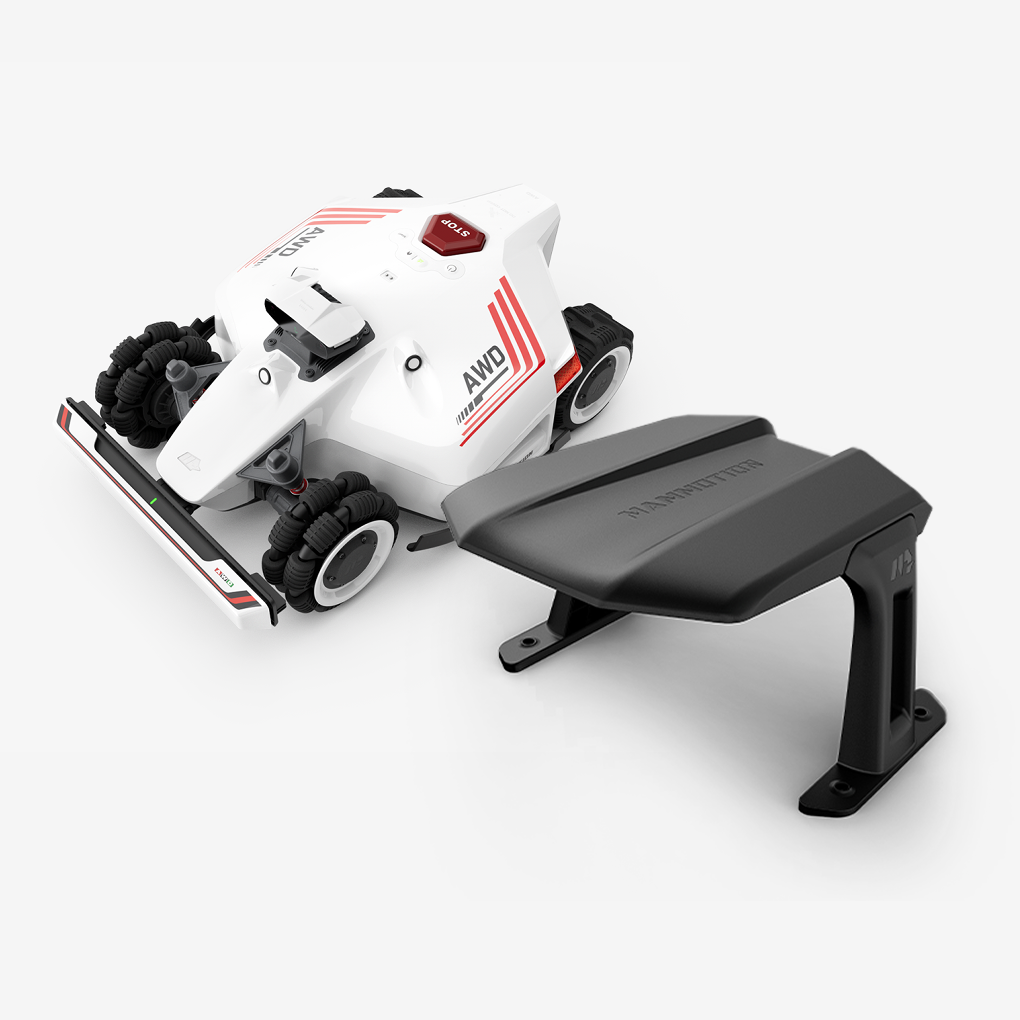Mammotion LUBA 2 AWD series robotic lawnmowers garage formula car sticker
