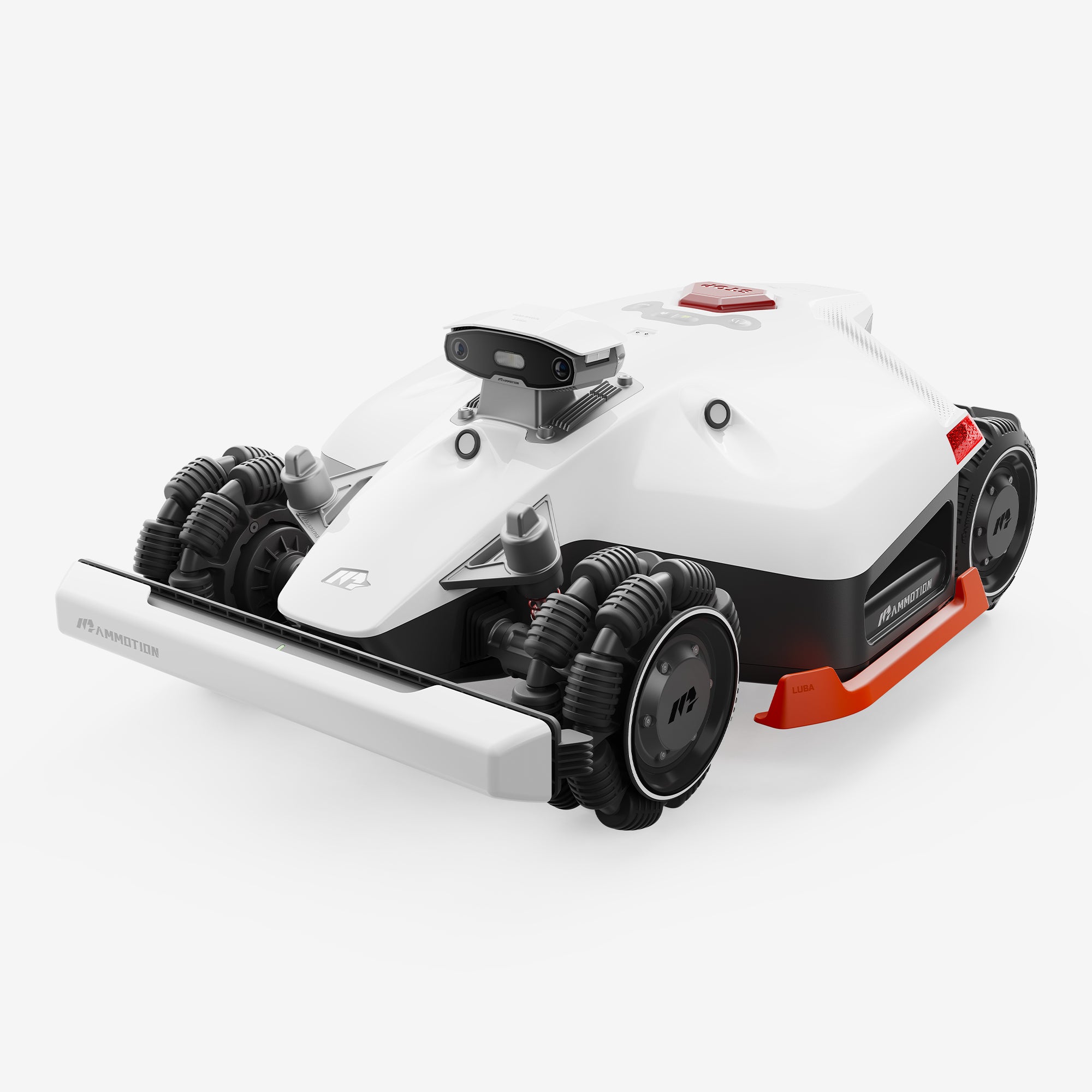 Mammotion LUBA 2 AWD robotic lawn mower 45-degree side view
