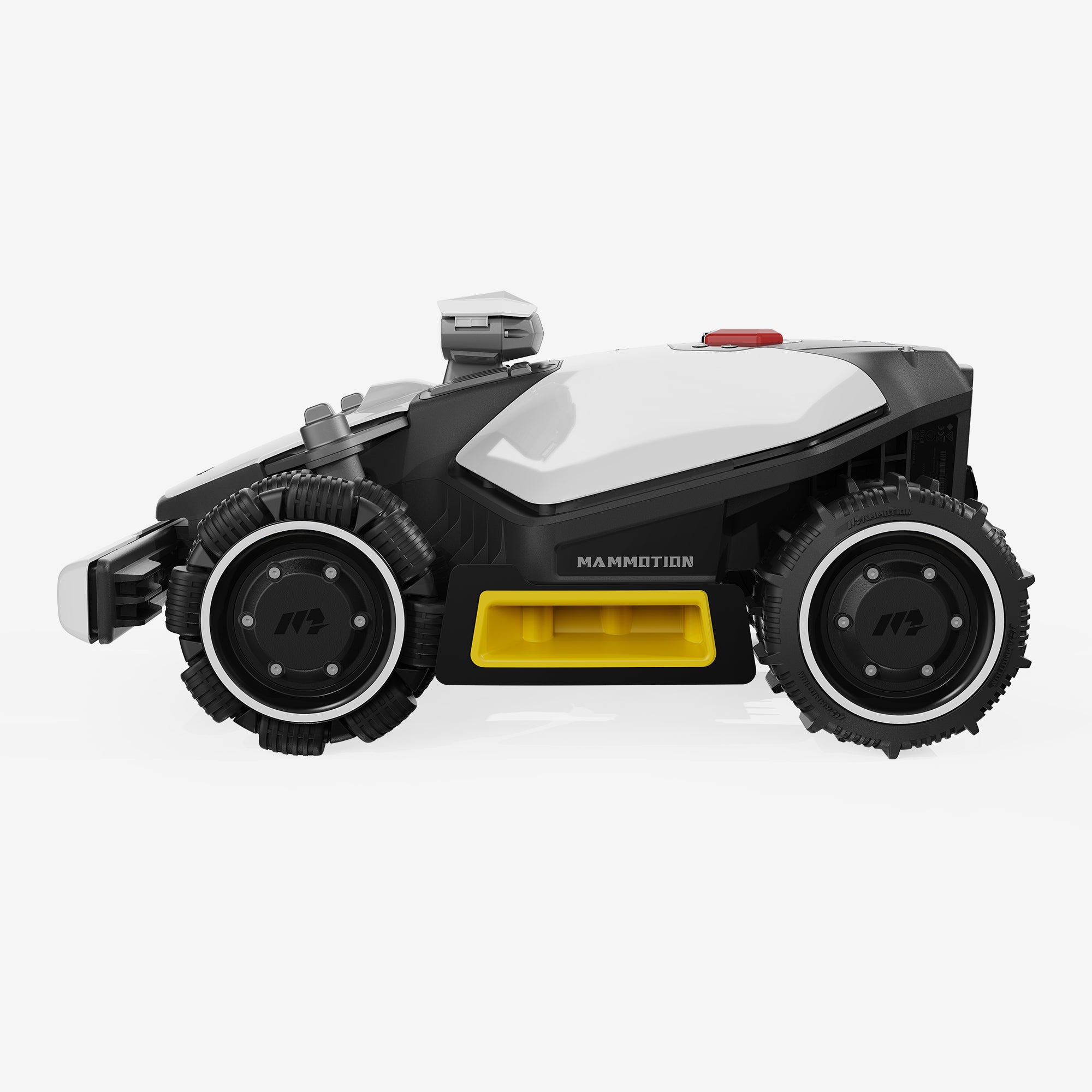 Mammotion LUBA mini AWD robotic lawn mower straight side view
