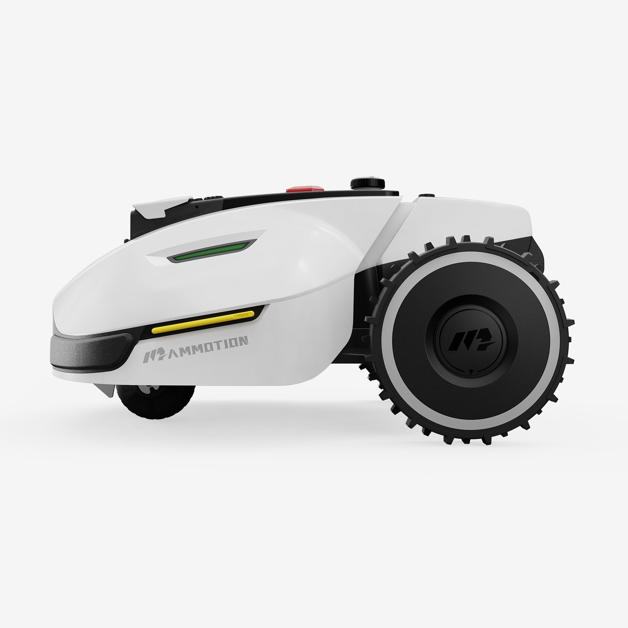 Mammotion YUKA robot lawn mower in a 45-degree side view