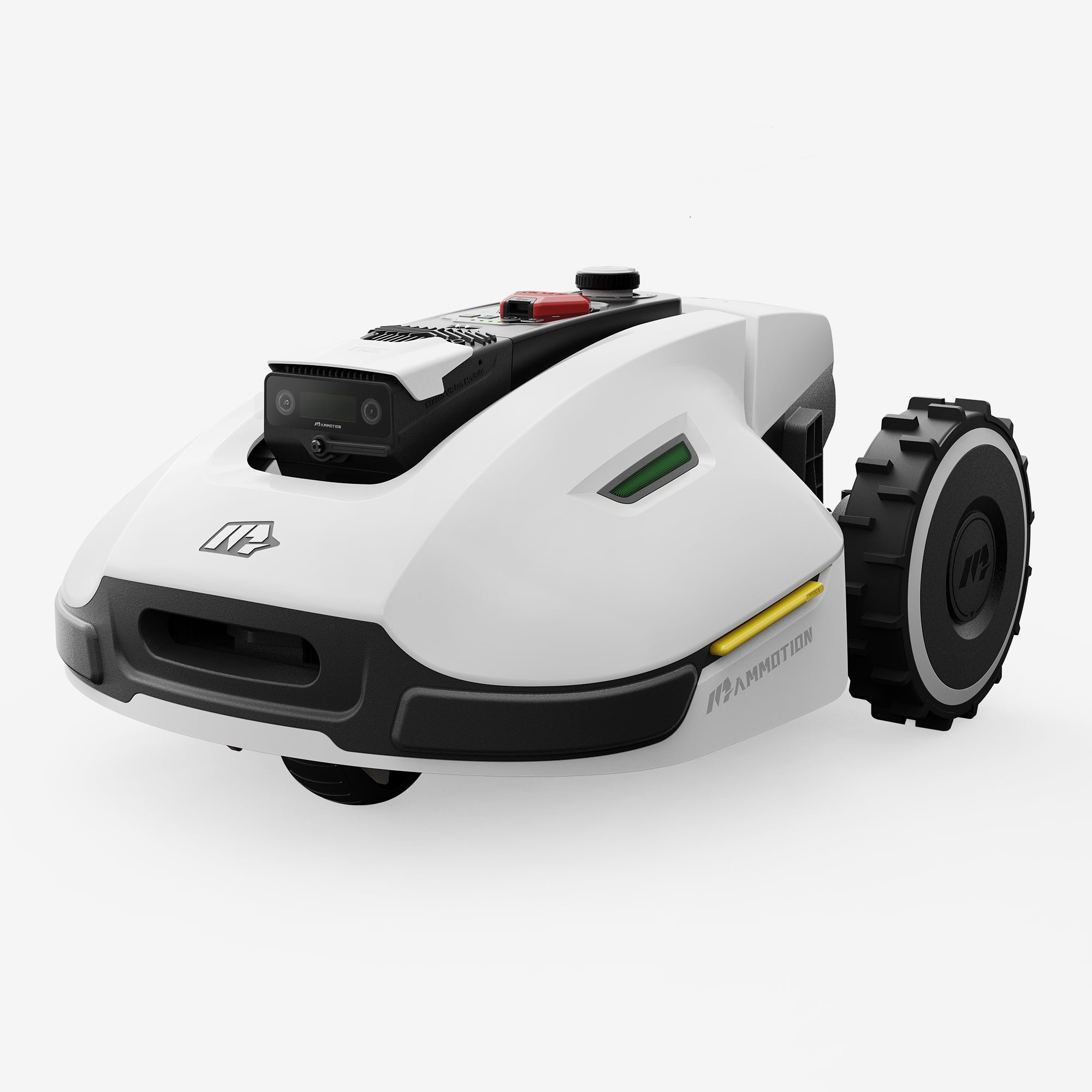 Mammotion YUKA robot lawn mower in a 45-degree side view