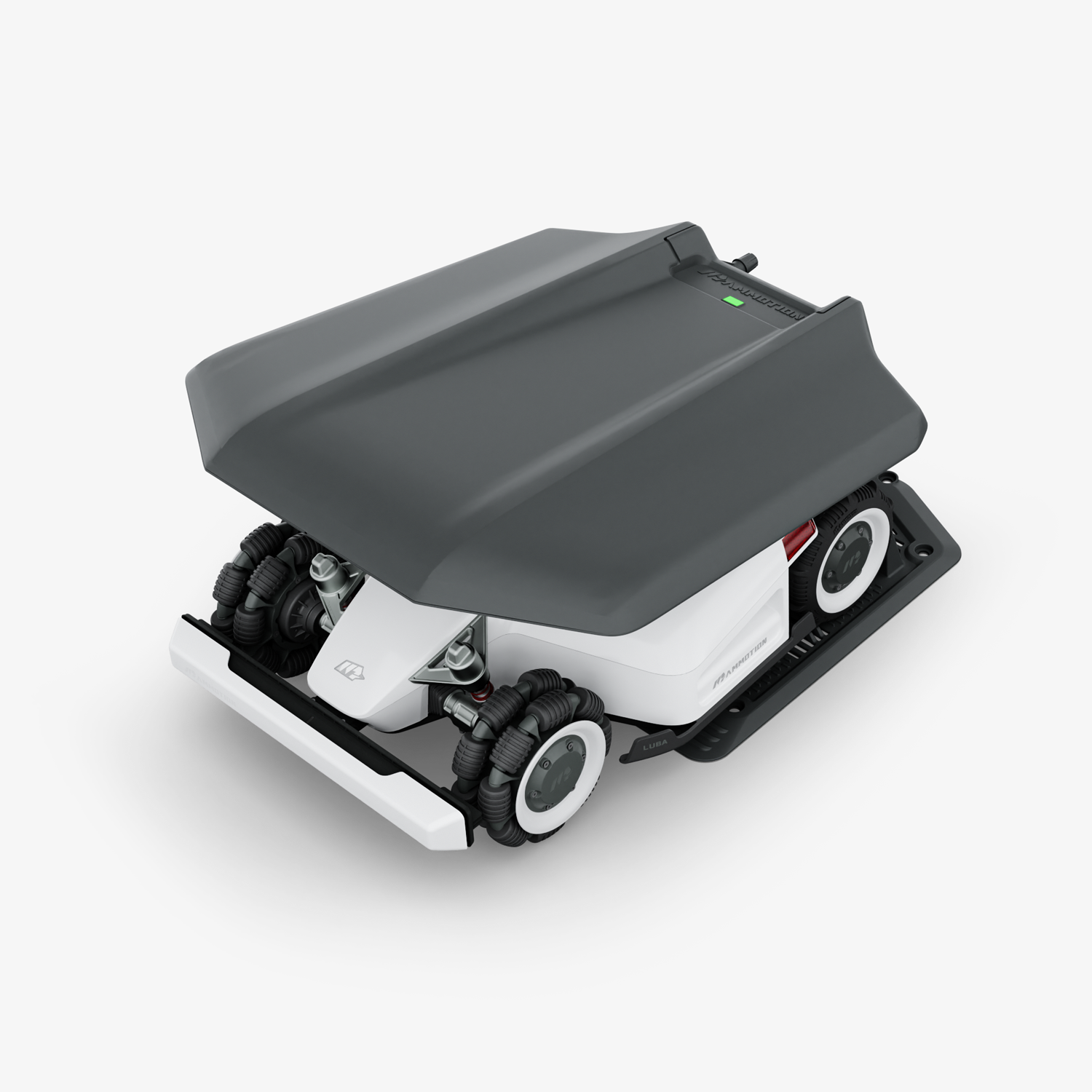 Mammotion LUBA 1 AWD series garage with the LUBA robot mower inside