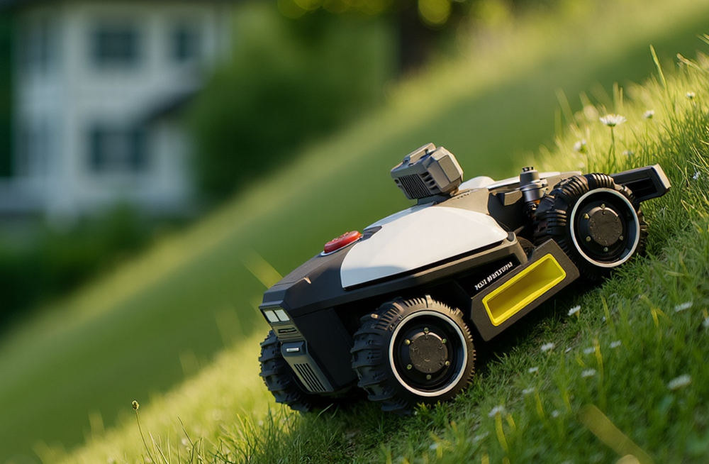 luba mini mowing in uneven ground