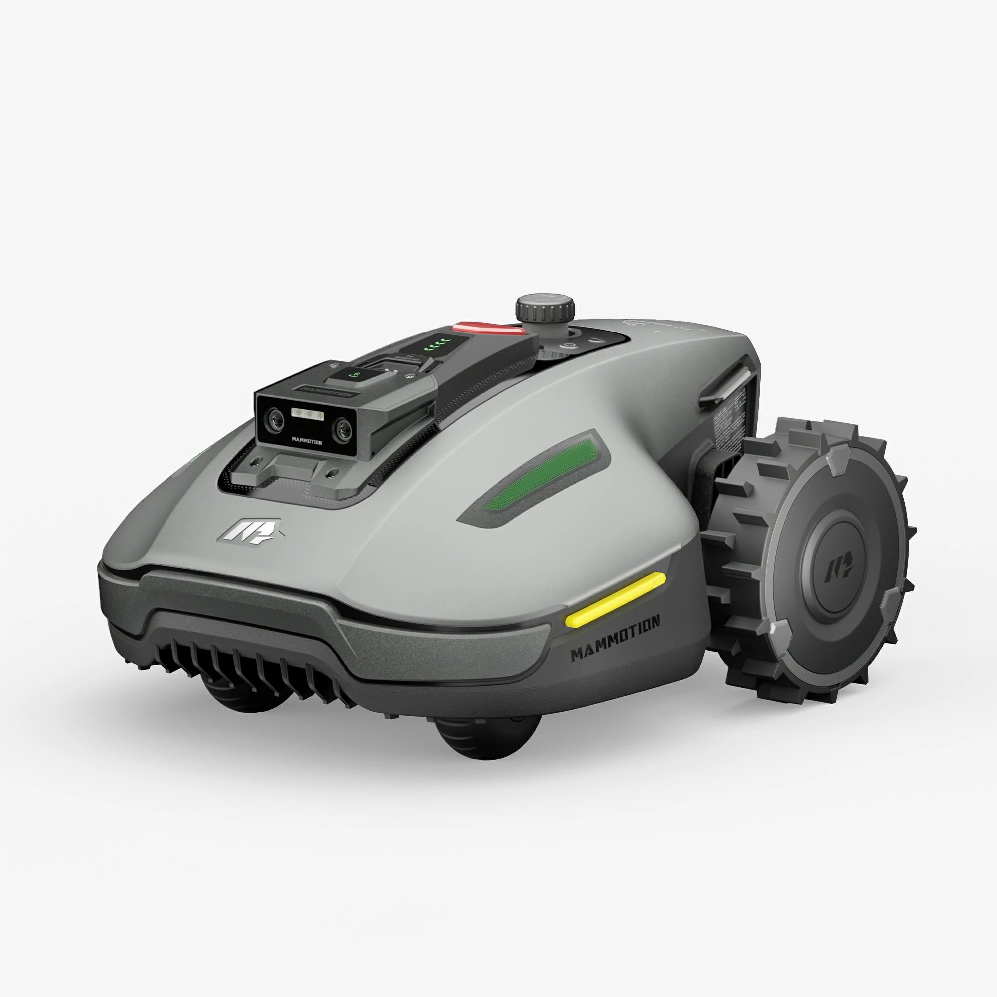 yuka mini robot lawn mower front view grey